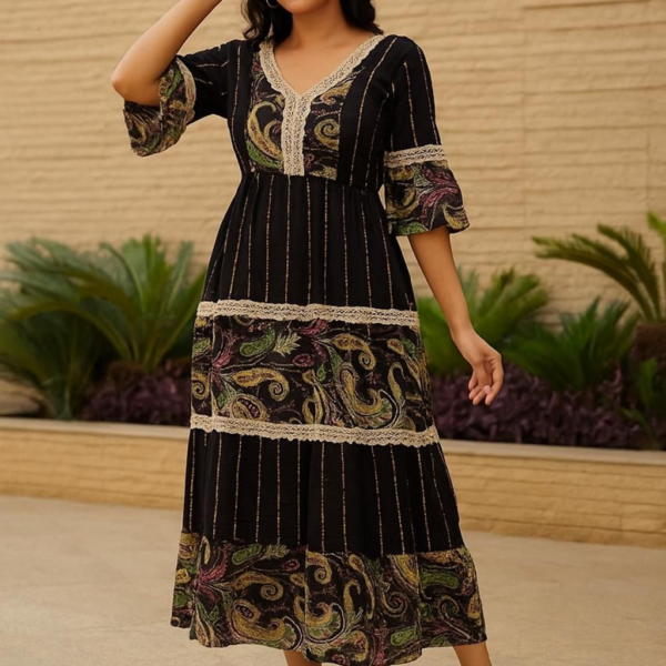 Paisley Charm Tiered Maxi Dress