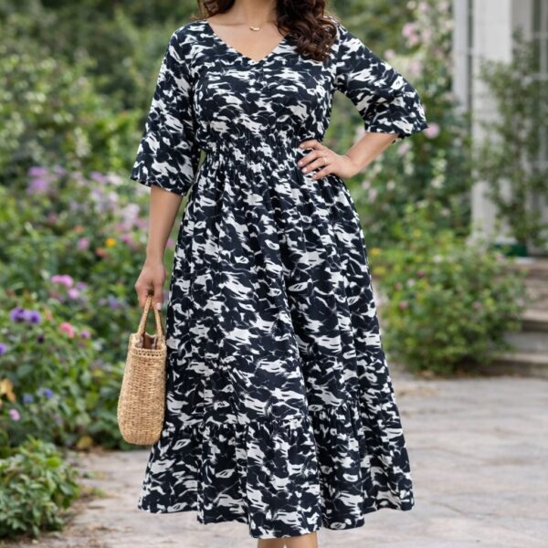 Garden Flow Midi Dress DR-2008
