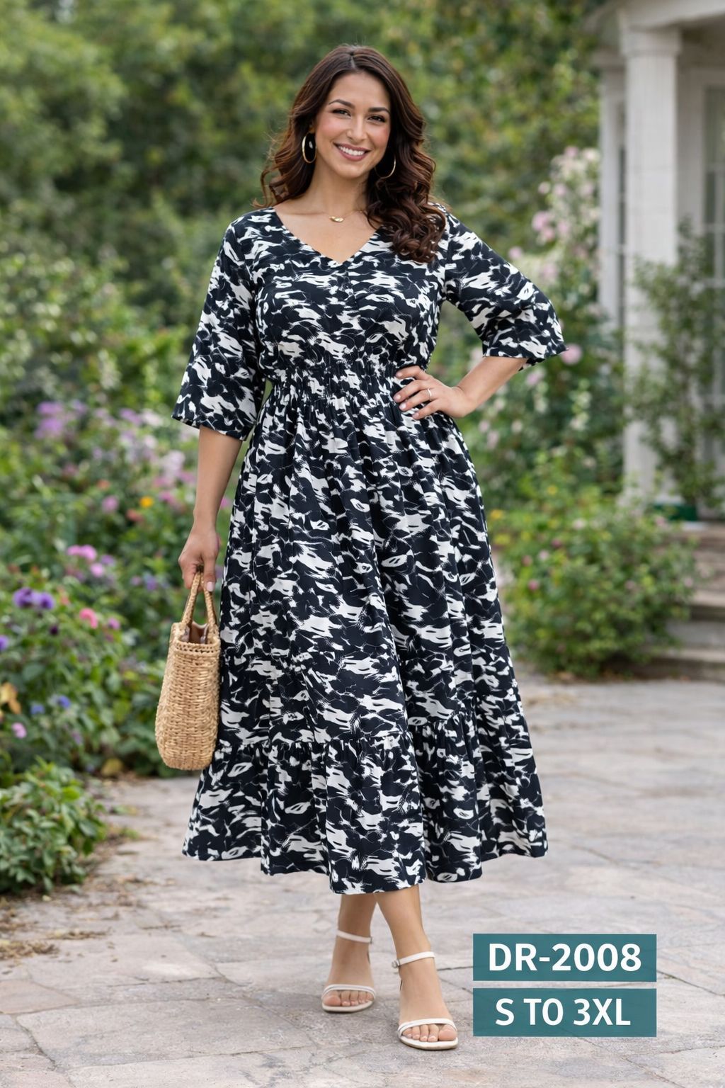 Garden Flow Midi Dress DR-2008