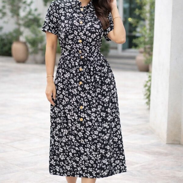 Midnight Bloom Shirt Dress