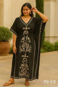 Black with beige embroidery