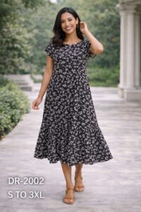 Black with white floral print