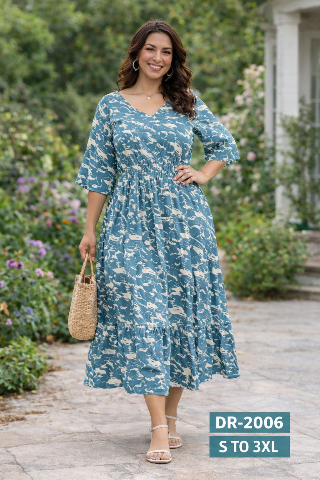 Garden Flow Midi Dress DR-2006