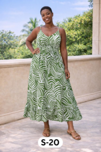 Green & White abstract print