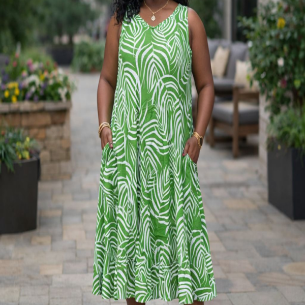 Leaf Wave Midi Dress