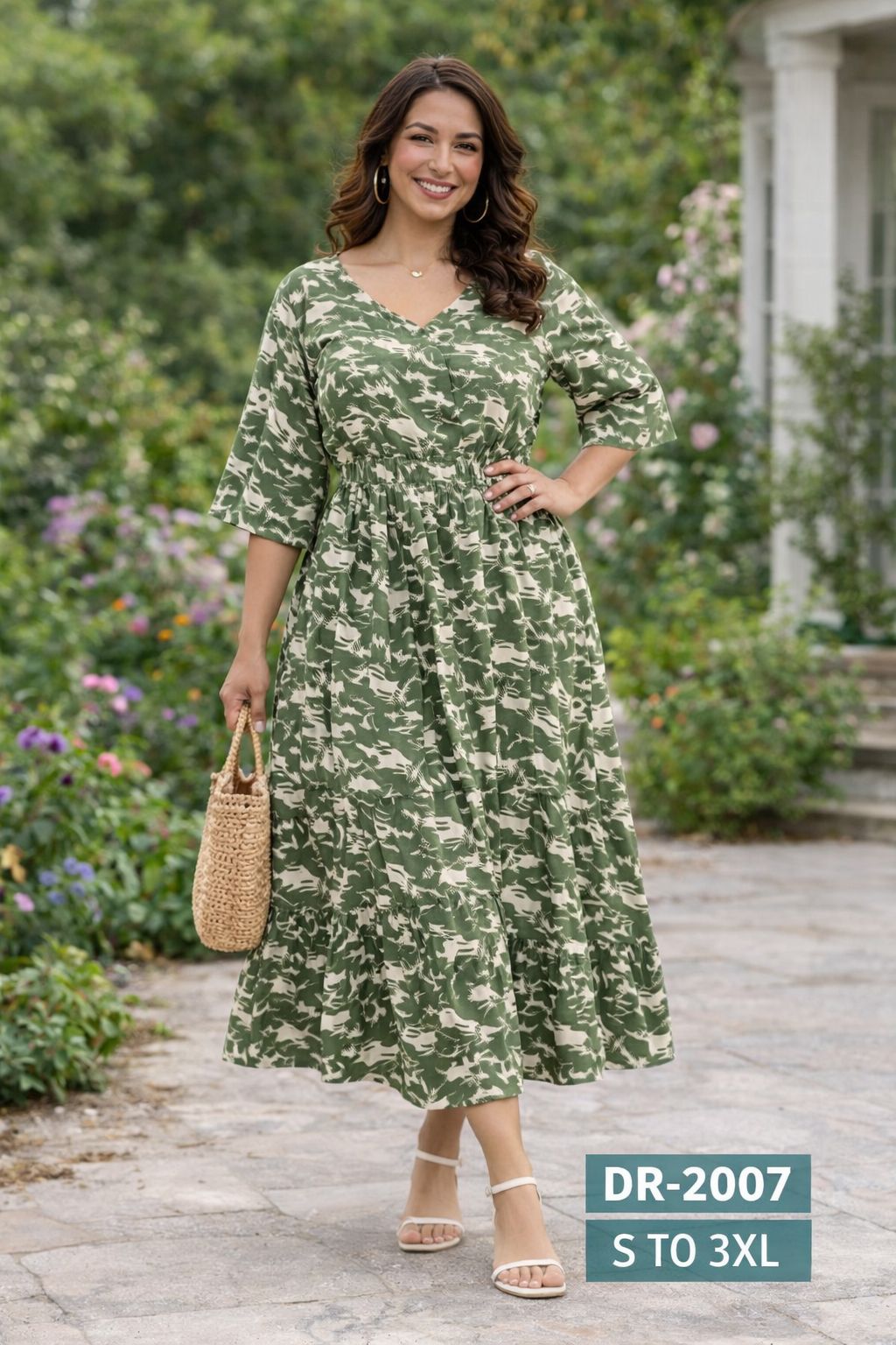 Garden Flow Midi Dress DR-2007