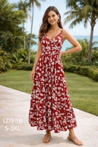 Red with white floral print